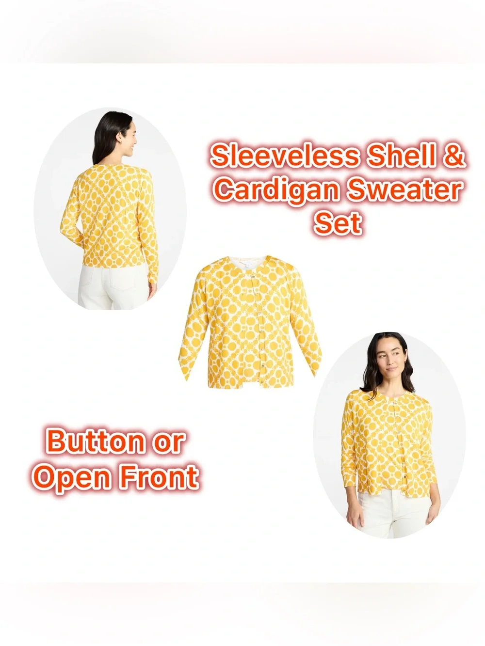 Time and Tru Women XXL 20 Twin Set Cardigan Shell Sweater NWT Saffron Gold - Picture 1 of 9